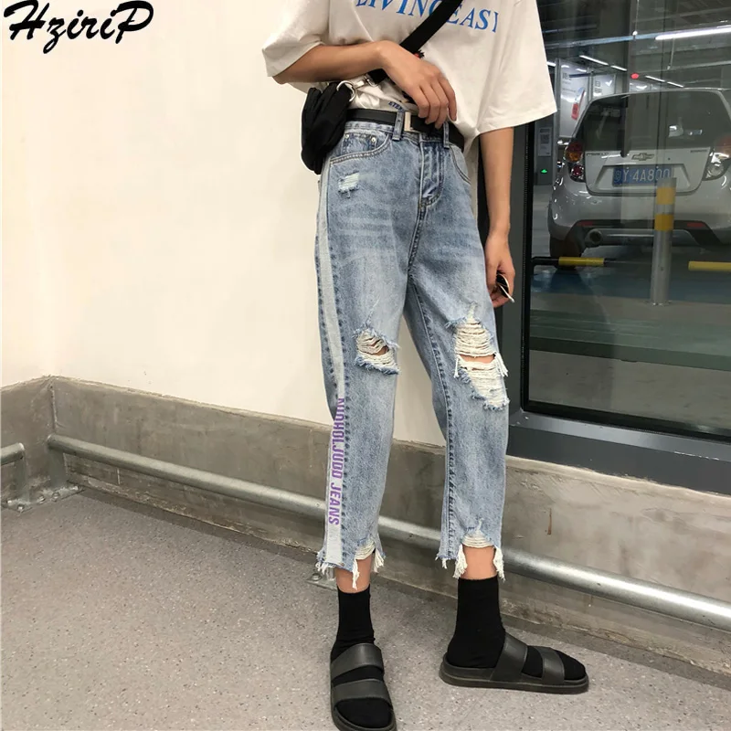 HziriP вышивкой рваные Промытые джинсы женские 2018 Новое прибытие Лето Осень Женские