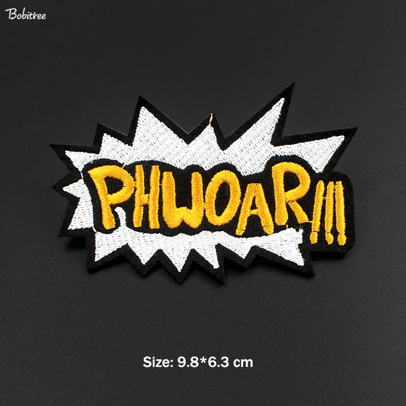 1pcs as photo Популярные WOW OOPS POW HEY Oh Yeah Переводные железные нашивки для одежды вышитые значки для шитья Аппликация DIY наклейки - Цвет: 1pcs as photo