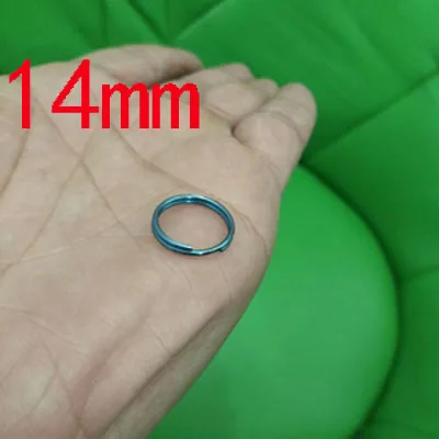 Blue 14MM Синий чистый титан Сплит Кольцо Брелок двойная петля круглый TC4 брелок пряжка EDC Открытый Кемпинг гаджеты J211 - Цвет: Blue 14MM