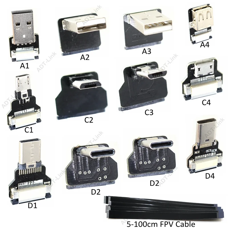 FFC Micro type-C USB FPV тонкий плоский мягкий гибкий FPC зарядка AV выход OTG кабель для FPV Бесщеточный Ручной контроль Кардана