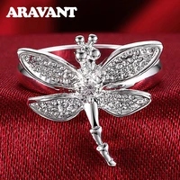 925 silver crystal dragonfly rings women fashion wedding ring jewelry