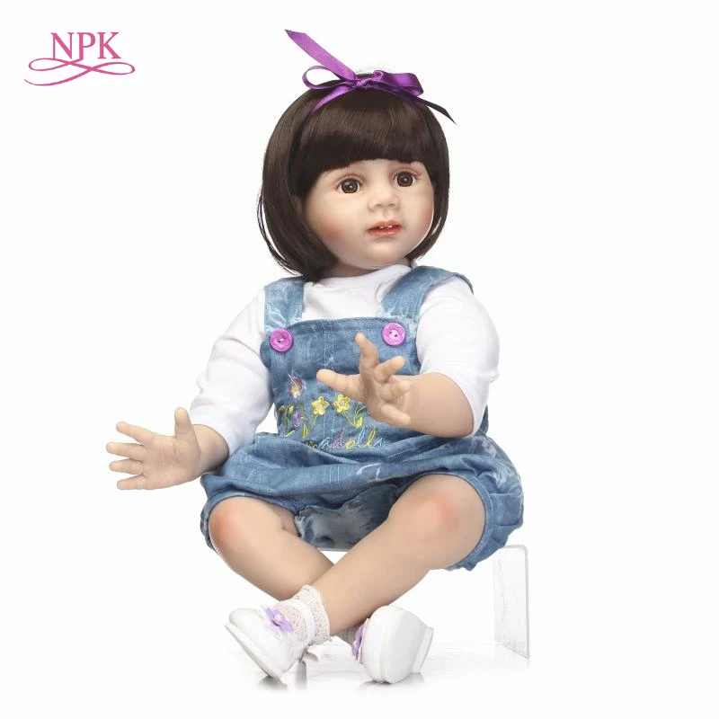 Кукла реборн силиконовая 24 дюйма 60 см с джинсовой юбкой|doll soft toy|doll baby toysdoll toys |
