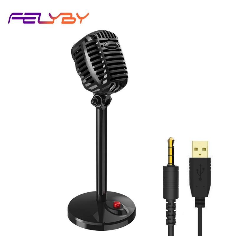 FELYBY микрофон для караоке проводной студийный HD с шумоподавлением настольный USB 3 5