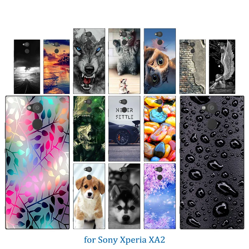 Для Xperia XA2 силиконовый чехол ТПУ мягкий с рисунком для Sony ультратонкие прозрачные