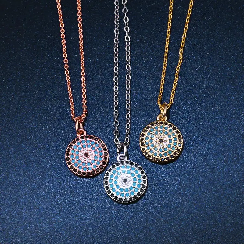 OCESRIO Blue Evil Eye Ожерелье Подвеска на золотой цепочке круглое женское золотое