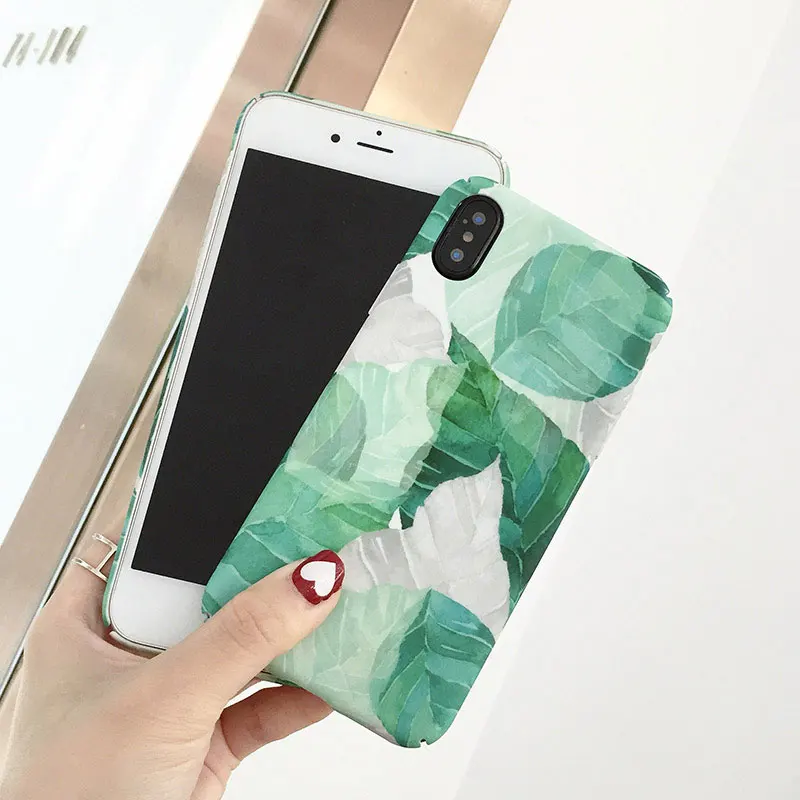 Boucho модный художественный чехол для телефона с зелеными листьями iPhone 8 6 6S 7 Plus X