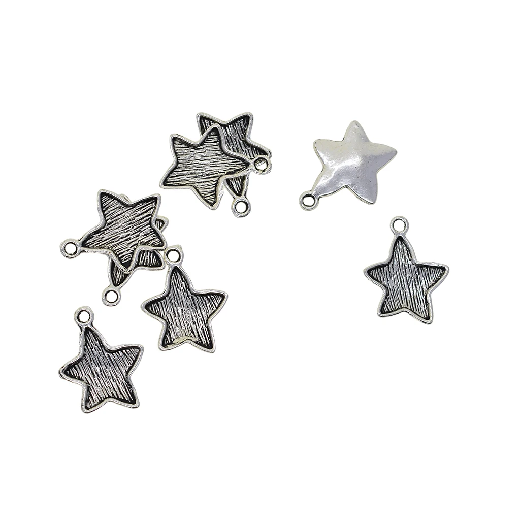 100pcs Antique Tibetan Style 20x15mm Alloy Star Pendant Cabochon Bezel Settings Trays Frame DIY Jewelry Making Charms | Украшения и