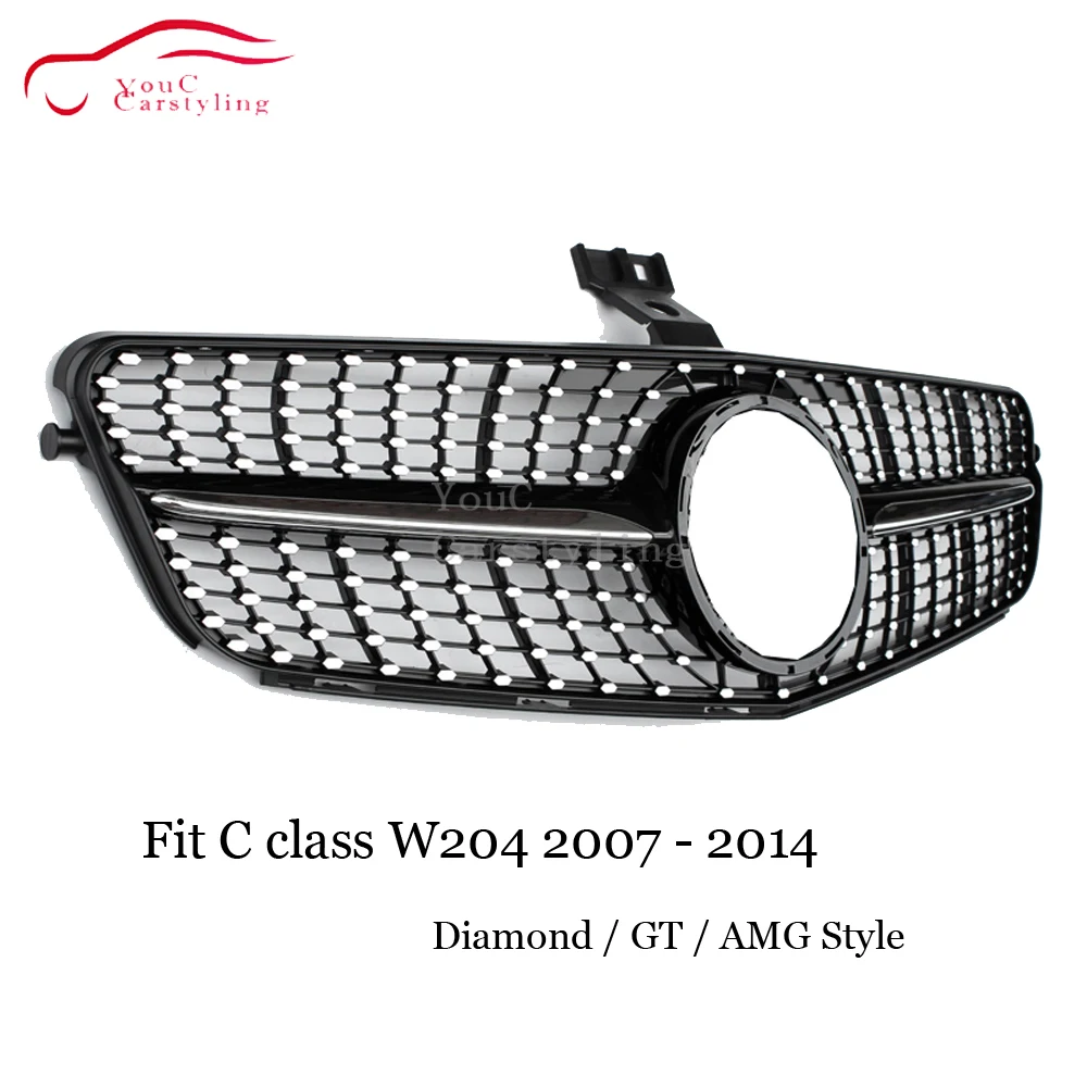 W204 Алмазный Стиль GT AMG решетка для Mercedes Benz C Class C180 C200 C300 C350 2007 2014 передний гриль