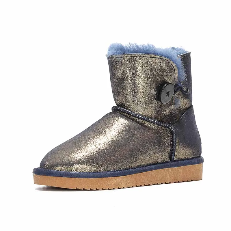 GRWG/зимние ботинки из натуральной яловой кожи наивысшего качества; Botas Mujer; зимняя женская обувь из натуральной шерсти - Цвет: DARK BLUE