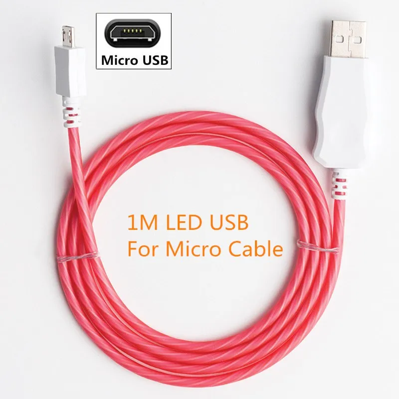 Струящийся светодиодный светящийся usb-кабель для зарядки, зарядный шнур, кабель Micro Usb type C для samsung Galaxy A70 A50 A30 A20 A10 M30 M20 M10 S10 - Цвет: For Micro Cable