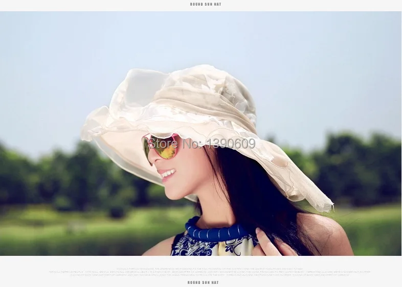 New summer Ms. UV sun hat large brimmed Korean version of folding beach Wholesale | Аксессуары для одежды