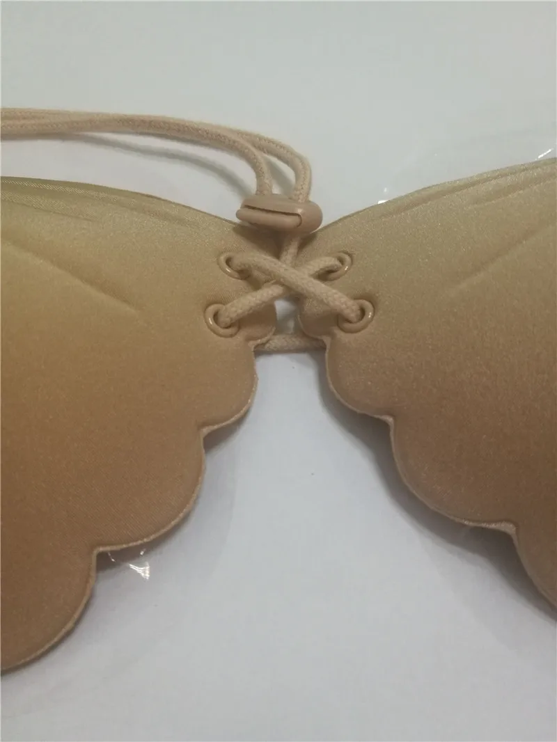 100 pcs Invisible Strapless Push-up Bra with Drawstring for Women Self Adhesive Silicone Reusable Sexy Lace Up Seamless Bra