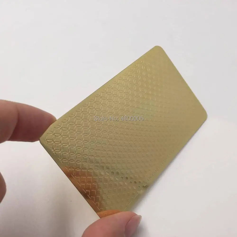 Персонализированные золотые тисненые двухсторонние металлические визитные