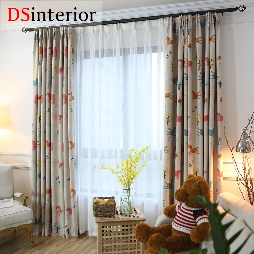 

Dsinterior Высокое качество мультфильм печати занавес штора для Детской