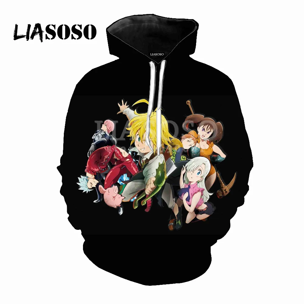 LIASOSO 2018 семь смертных грехов nanatsu no taizai 3D принт Для женщин мужчин Толстовки с