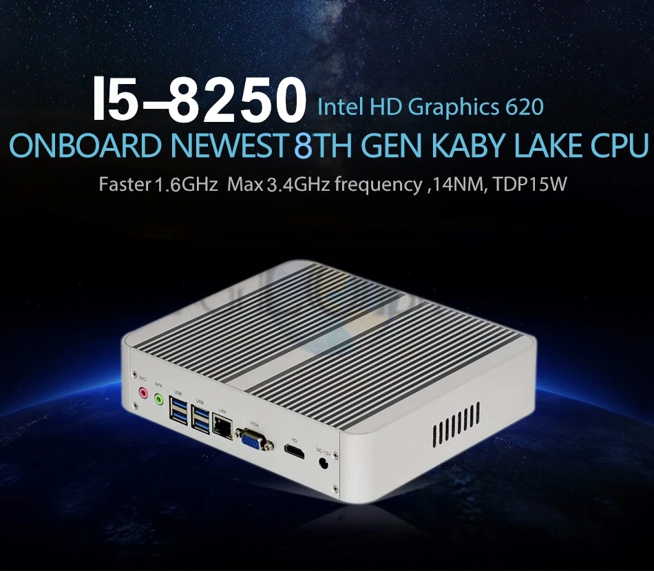 Eglobal Мини ПК Windows 10 Core i7 8550U 8565U безвентиляторный процессор Intel Core I5 8250U неттоп Micro DDR4 Barebone игровой ПК