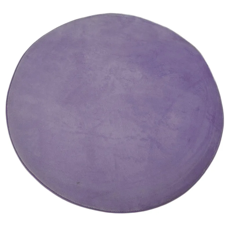 Purple Однотонный коралловый бархатный коврик мягкий Напольный Коврик противоскользящий круглый ковер Европейский стиль Подушка гостиная спальня украшения - Цвет: Purple
