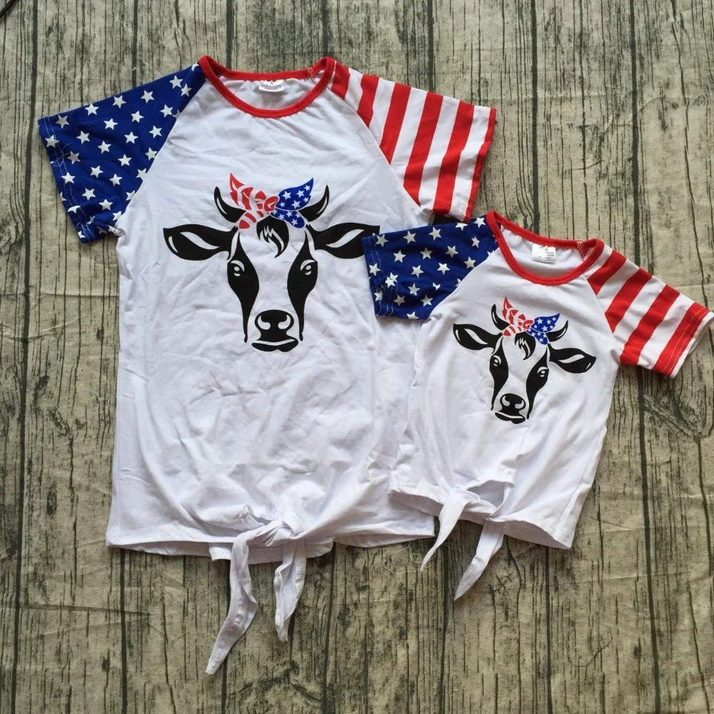 Рубашки в горошек для маленьких девочек рубашки красно-белый с головой коровы