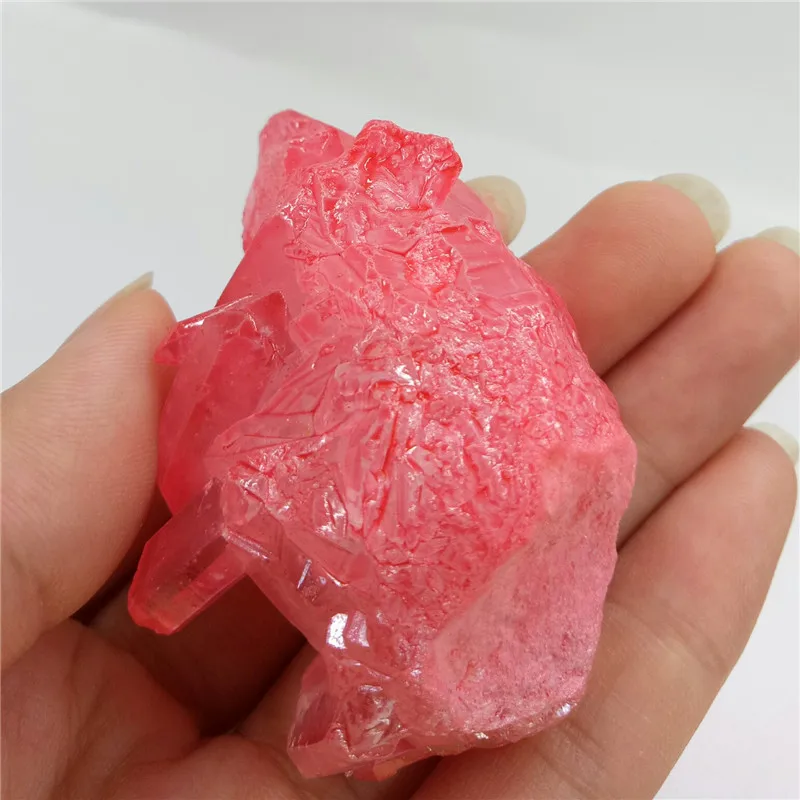 

85g natural aura angel quartz crystal cluster plating pink crystal Stone cluster reiki healing Free shipping