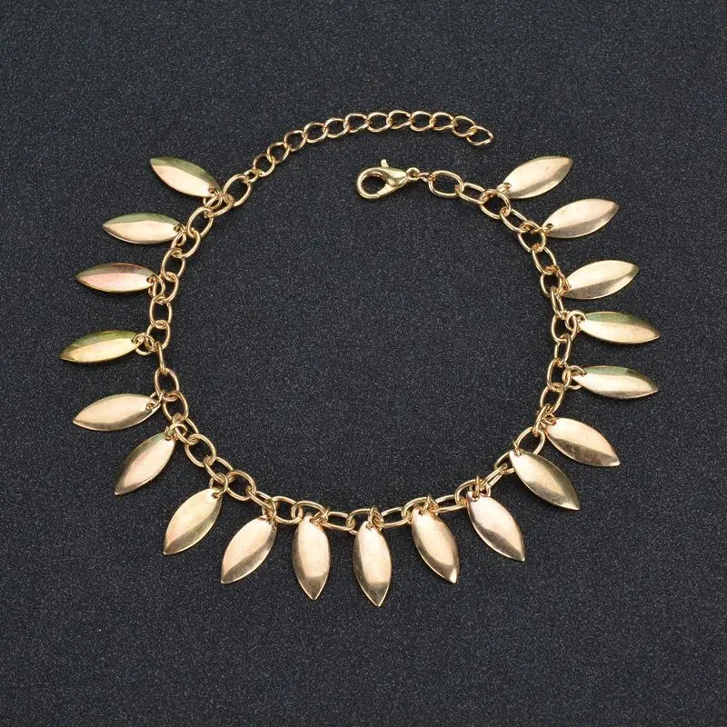 summer style street fashion metal Leaf Sequins tassel pendant handmade chain Bracelet Anklets women Jewelry | Украшения и