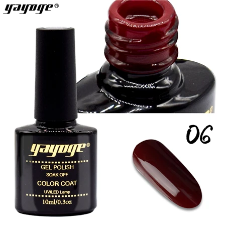 Red wine 6 YAYOGE УФ гель лак для ногтей светодиодный гель лак замочить от салона 10 мл/0,3 унций 6 цветов Розовый Красный продукт Быстросохнущий - Цвет: Red wine 6