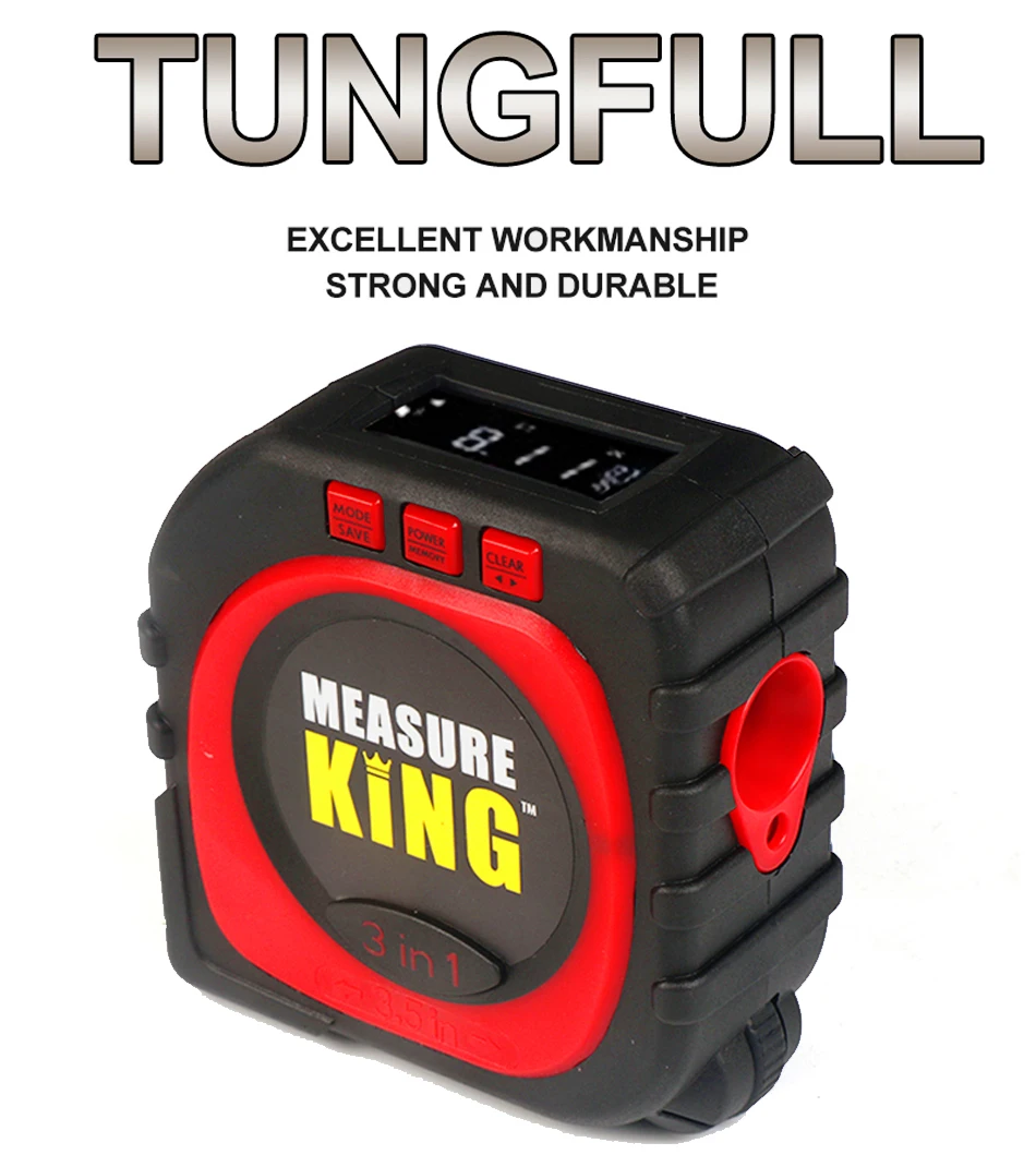 TUNGFULL 3-в-1 King цифровой измерительный лазерный нивелир лазерная рулетка метр Алюминий сиденье уровень инструменты измерения аксессуары