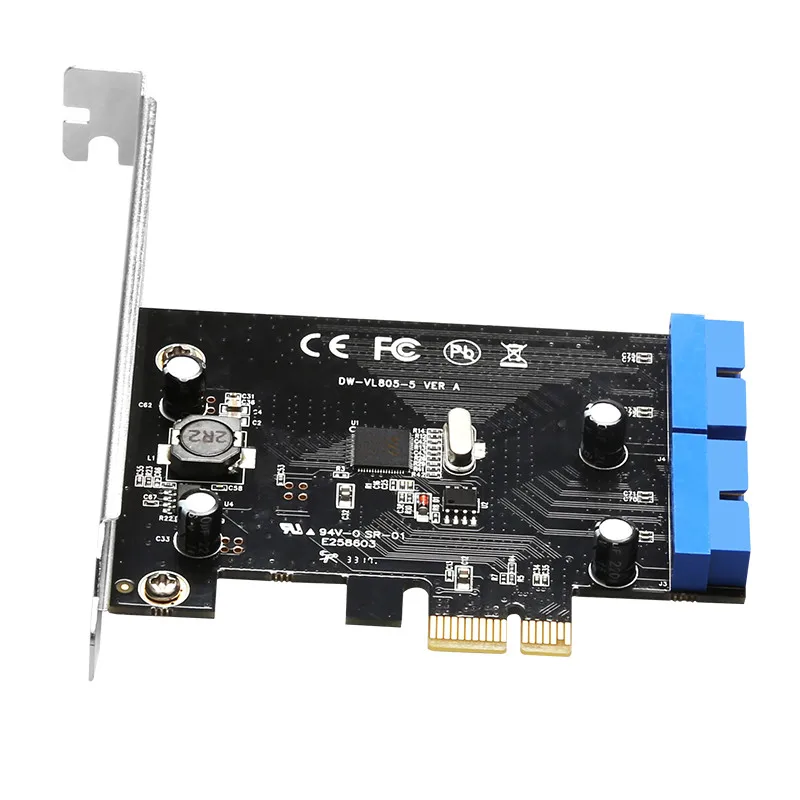 Суперскоростная PCI Express к двойной 20 Pin USB 3 0 Карта контроллера E X1 2 портам головка с