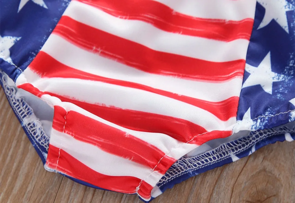 Летний купальный костюм со звездами для маленьких девочек Детские купальники с