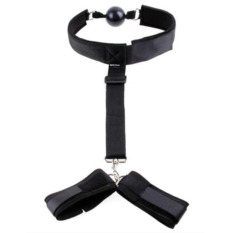 

Adult Game Bondage rope Erotic Toy Fetish Sexy Bondage Restraint Hand Cuffs with Open Mouth ball gag harness for Couples Sex Toy