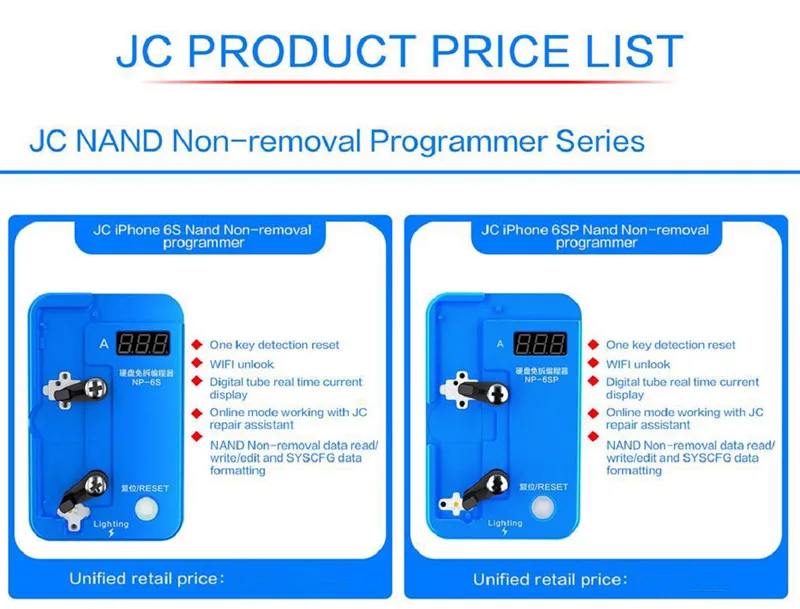 JC NAND Программист без удаления для Xr Xs max X 8p 8 7p 7 6s p Считывание/запись/правка и
