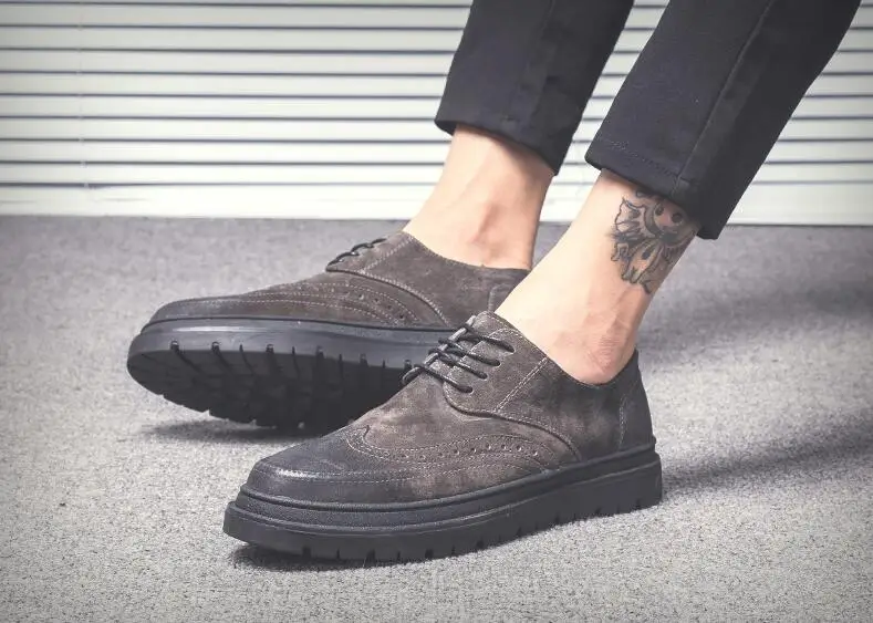 Туфли мужские на шнуровке искусственная кожа плоская подошва повседневная обувь
