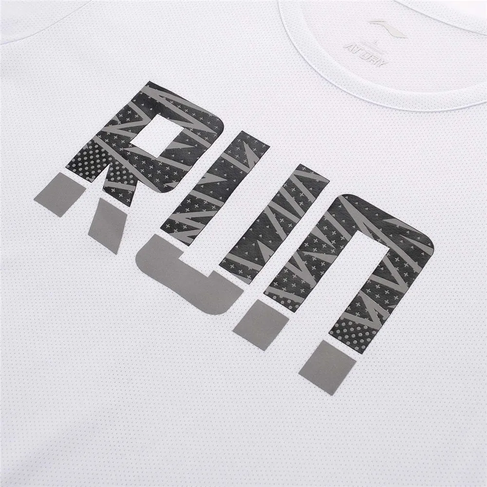 Li Ning Брендовые мужские футболки для бега с коротким рукавом на сухом морозе топы