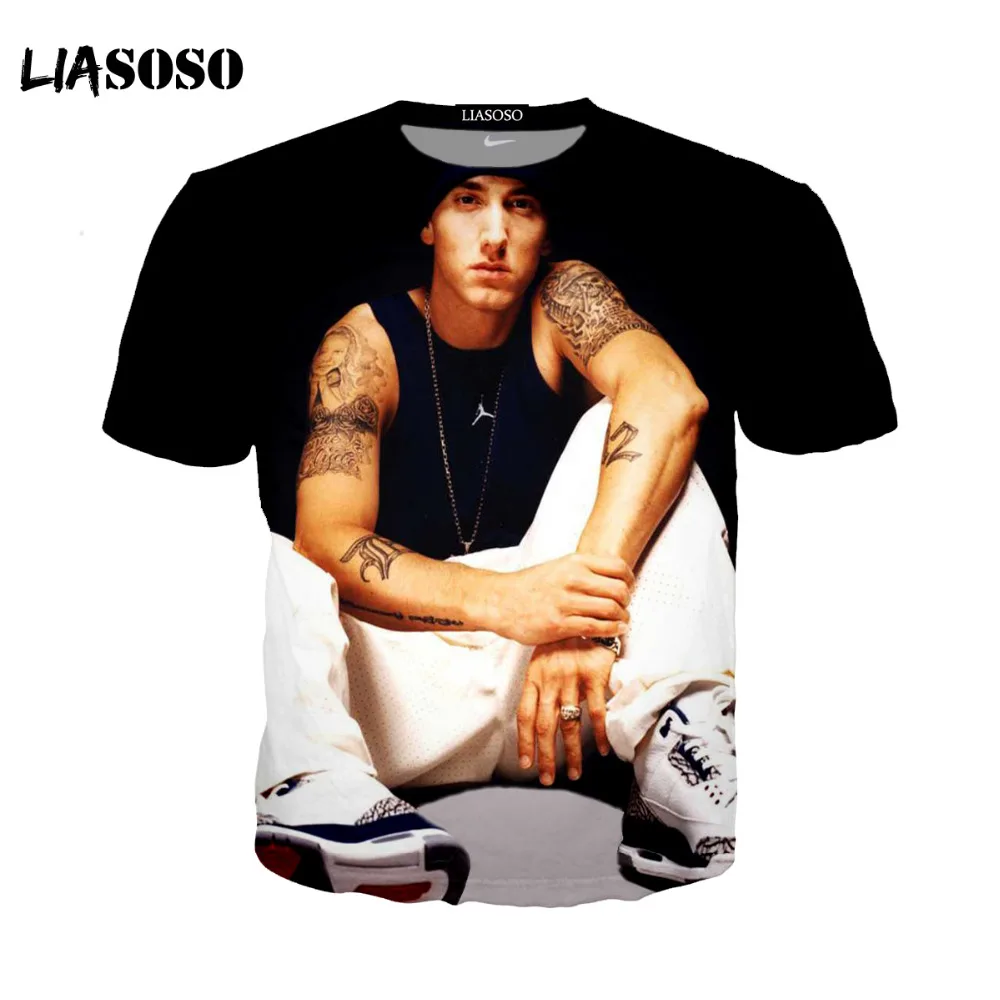 Футболка LIASOSO Eminem для музыкальных выступлений чтения рэпа мужчин и женщин
