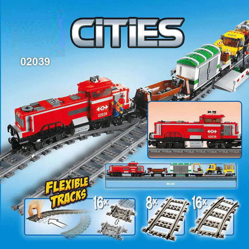 С legoingly city RED CARGO TRAIN 3677 строительные кирпичные блоки RC Train 898 шт модель 02039 наборы