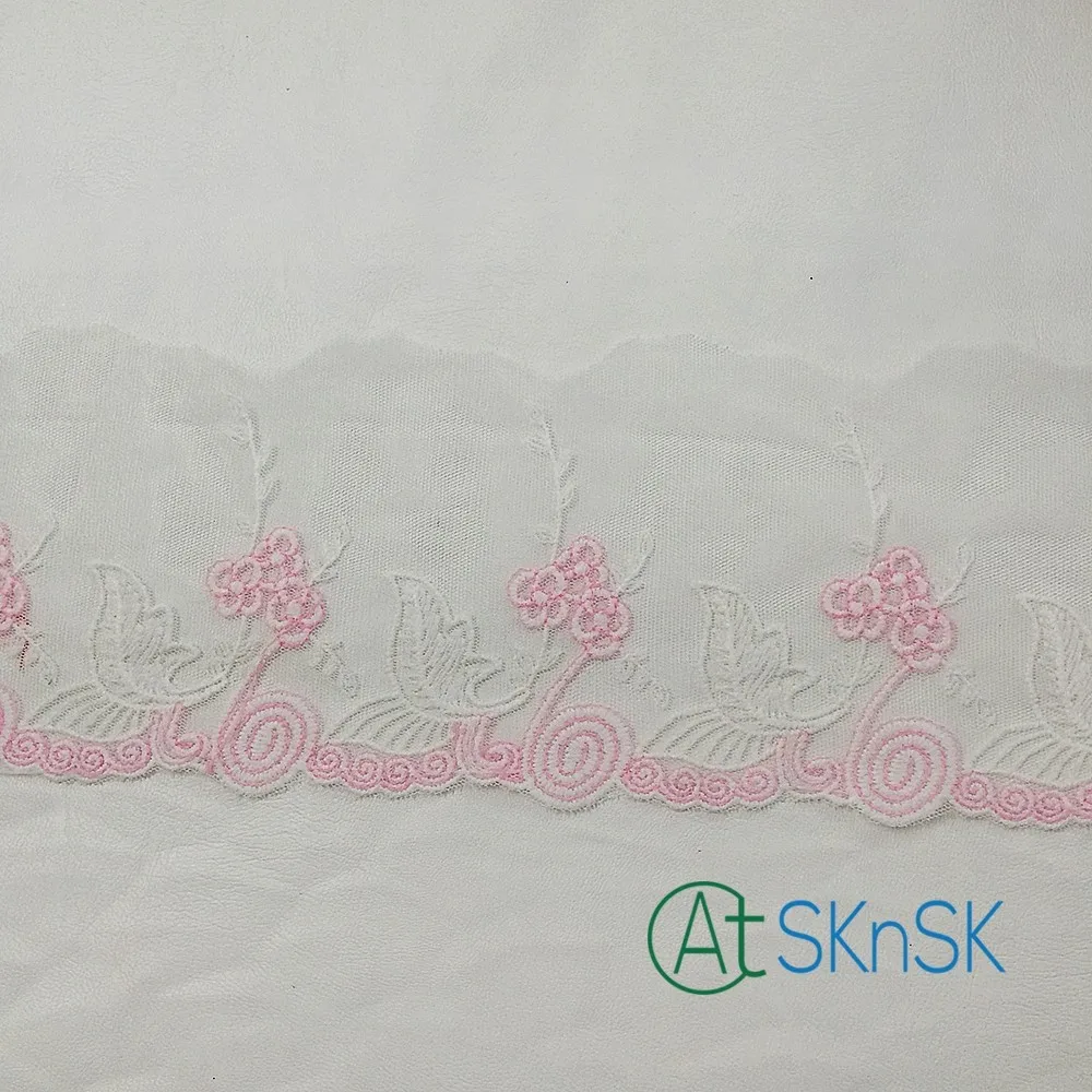 

100yards/lot 12cm pink flower Embroidery Lace Trim, DIY handmade lace accessories textile fabrics DHL free shipping