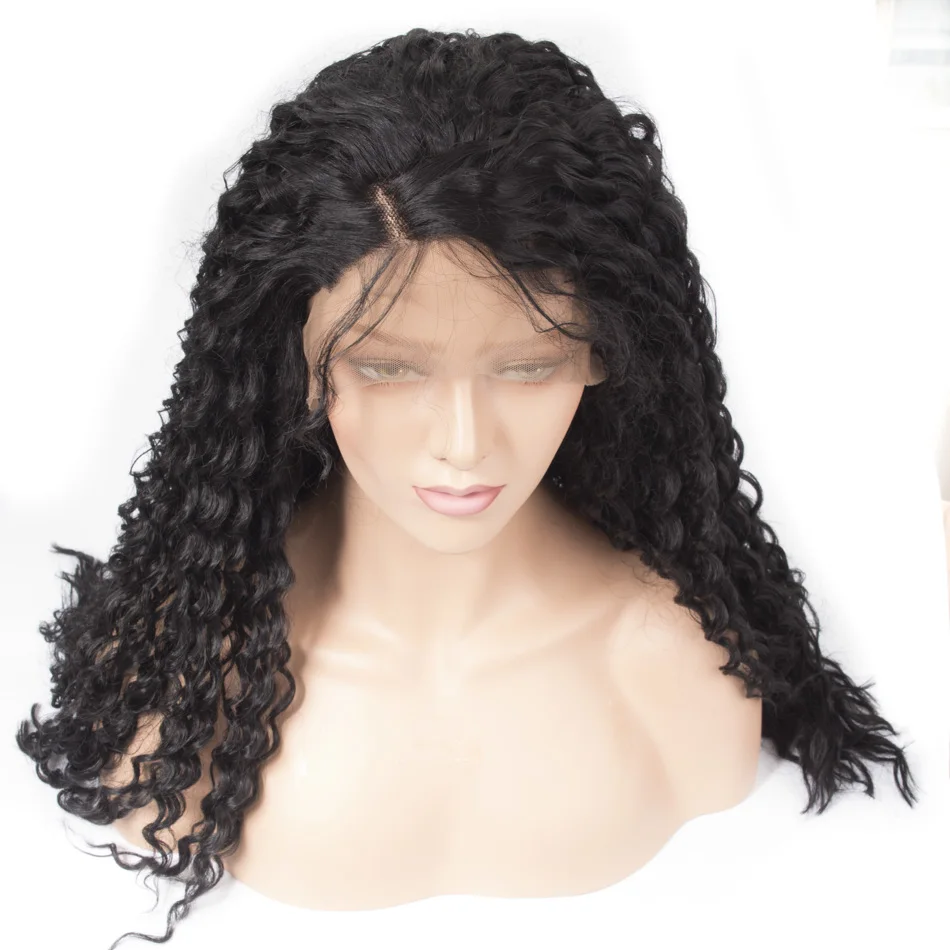 Qp hair Long Afro loose wave Front Synthetic Hair Wigs For Women Pre Plucked Hair Bleached Knots wig hair