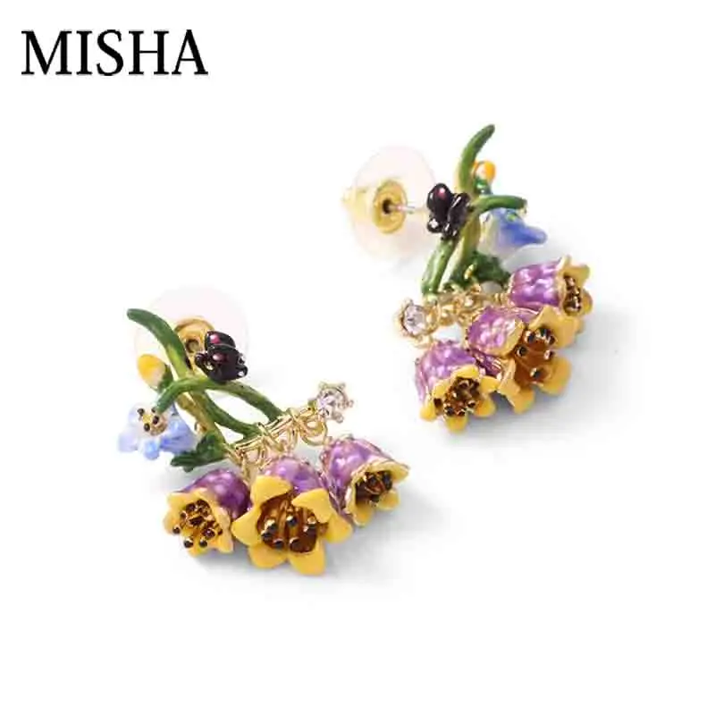 Серьги подвески MISHA женские серьги гвоздики с эмалированной Глазурью Ручной