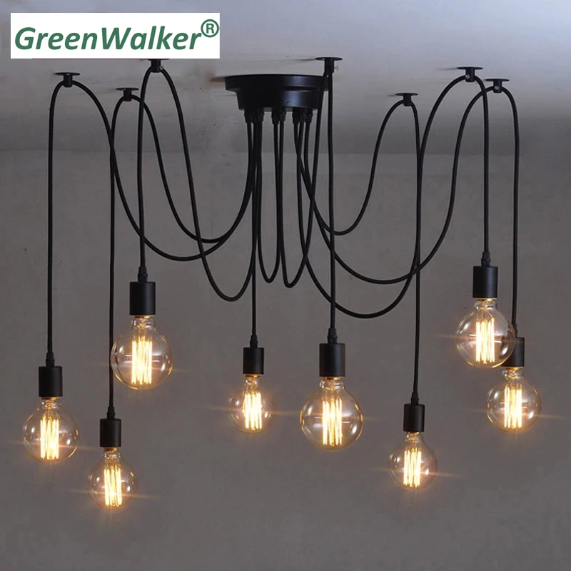Green Walker винтажная Регулируемая DIY лампа паук освещение подвесные светильники