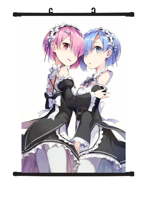 Re Zero kara Hajimeru Isekai Seikatsu Rem Ram постер настенный свиток 4060 см D|wall scroll|scroll poster60 cm |