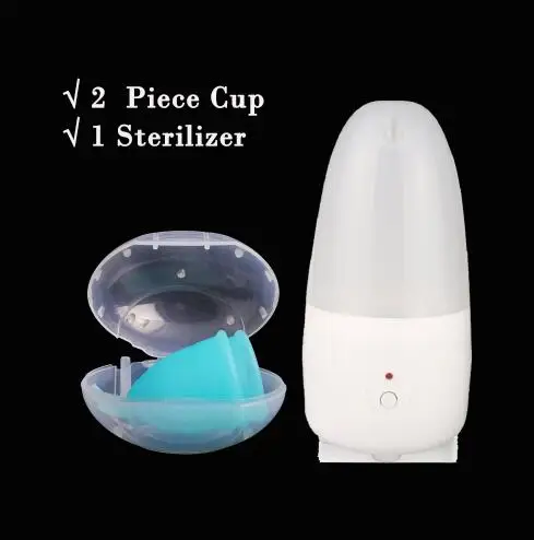 1 Lot 1 SterilizerGR Набор из 2 предметов, женские гигиенические чашки, менструальные чашки, многоразовые,, медицинский силикон, для женщин, для менструации - Цвет: 1 Lot 1 SterilizerGR