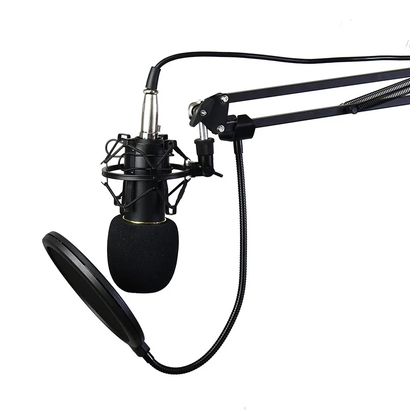 Конденсаторный микрофон для караоке и записи вокала KTV BM 700 с подставкой для компьютера.