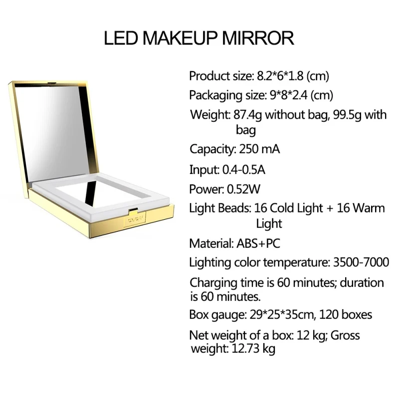 Светодиодное косметическое зеркало 10x складное высокой четкости|Зеркала для