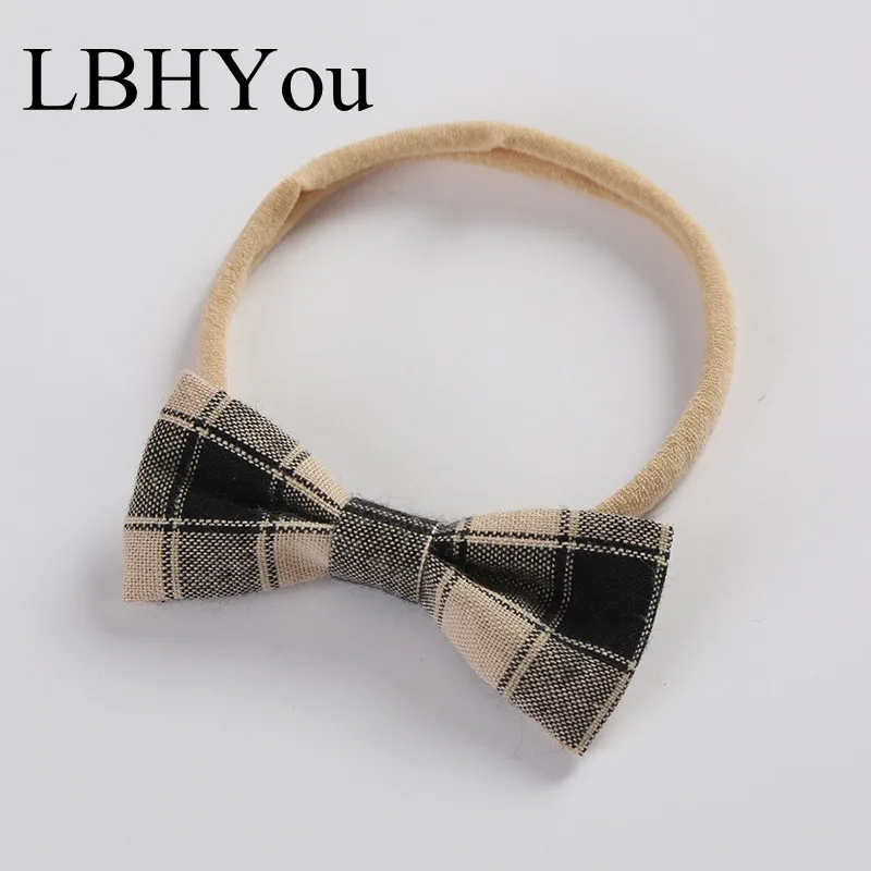 1pcs Classic Plaid Bows Nylon Headbands Super Soft Linen Cotton Bowknot Headwraps One Size Fit Most Baby Girls Head Bands | Аксессуары
