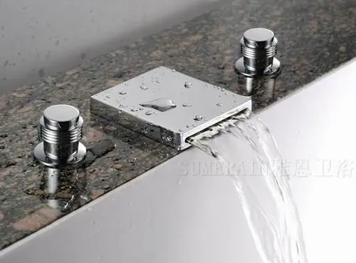 2015 new arrival freeshipping copper piece set jahn has been reporting bathtub waterfall faucet basin hot and cold split brief |