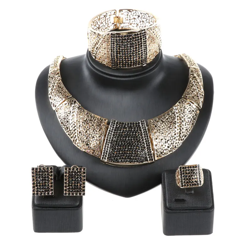 Африканские Ювелирные наборы для женщин золотой цвет свадебные вечерние
