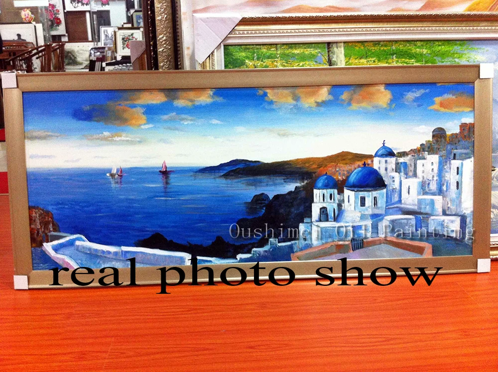 Ручная роспись Современный греческий пейзаж Картина на холсте настенная