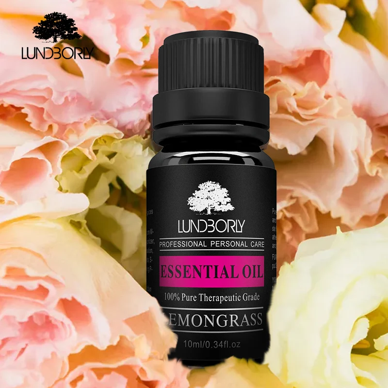 Lundborly Lemongrass Essential Oils 100% Pure Natural 10ml Organic Body Relieve Stress Oil Skin Care Help Sleep massage oil | Красота и