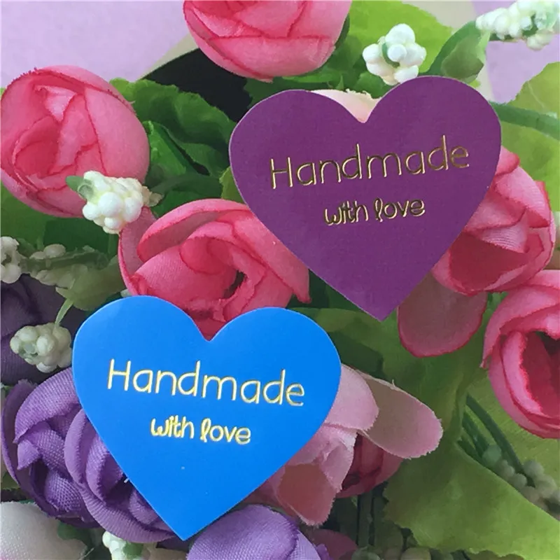 100 шт./лот романтическая форма сердца цветная печать золотой ручная работа с