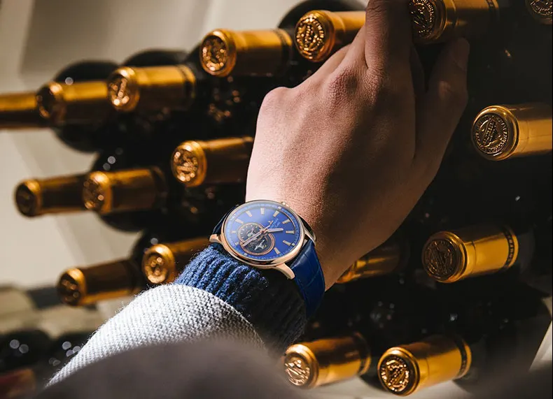 Риф платье с тигром для мужчин часы Reloj Hombre синий Tourbillon лучший бренд класса люкс автоматические механические часы Relogio Masculino RGA1639