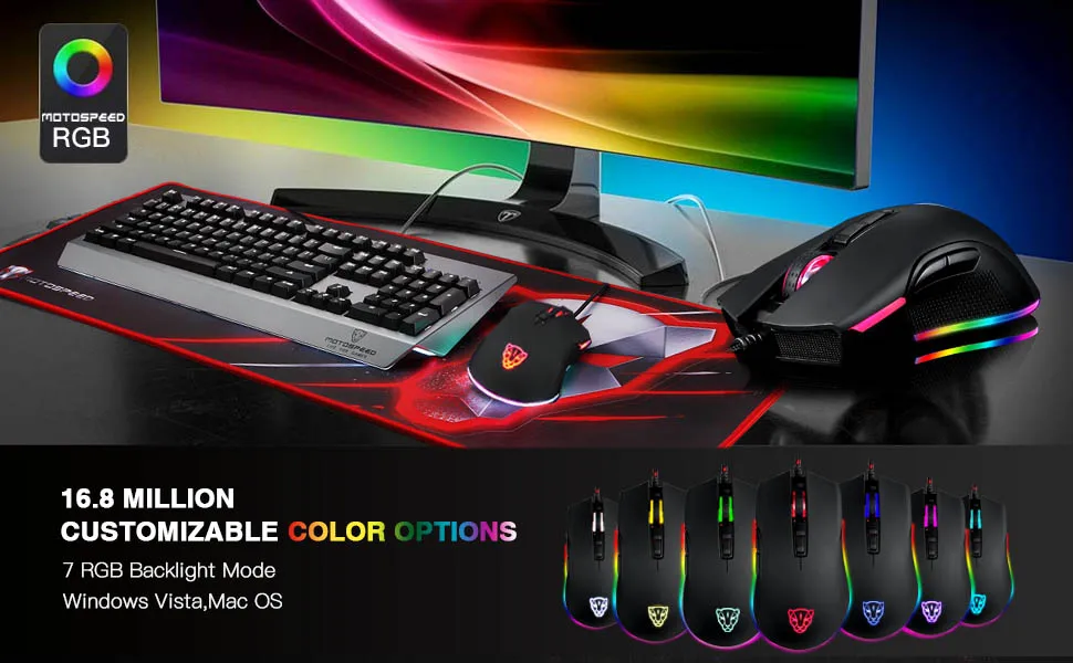 Motospeed V70 USB Проводная игровая мышь PMW3325 5000 точек/дюйм PMW3360 12000 точек/дюйм компьютер RGB LED многоцветная подсветка отправка с коробкой